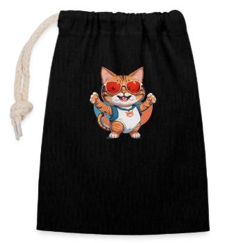 Cute baby cat - Closable cotton gift bag (14x20cm) - black - Front