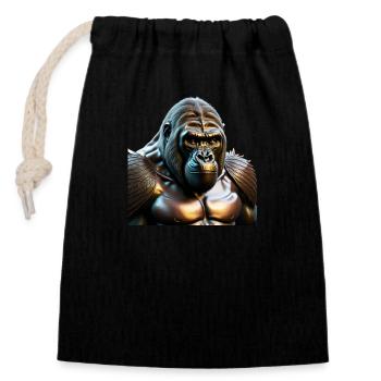Le gorille de bronze - Sac cadeau en coton avec cordon (14 x 20 cm) - noir - Devant