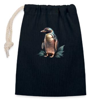 Le Pingouin de bronze - Sac cadeau en coton avec cordon (14 x 20 cm) - bleu marine - Devant