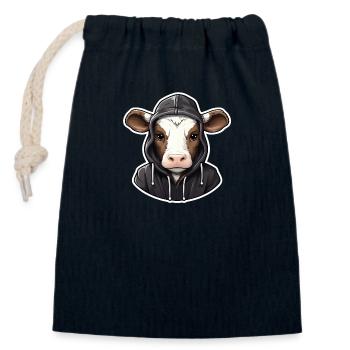 Cool Cow en vêtements décontractés - Sac cadeau en coton avec cordon (14 x 20 cm) - bleu marine - Devant