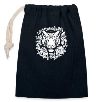 Tiger Big Cat - Closable cotton gift bag (14x20cm) - navy - Front