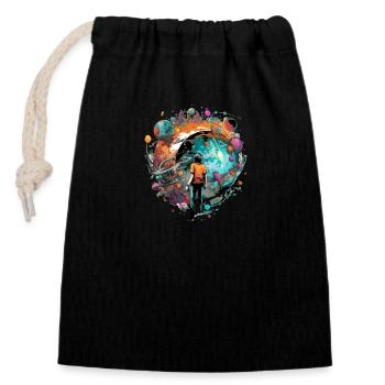 Un monde de possibilitées - Sac cadeau en coton avec cordon (14 x 20 cm) - noir - Devant