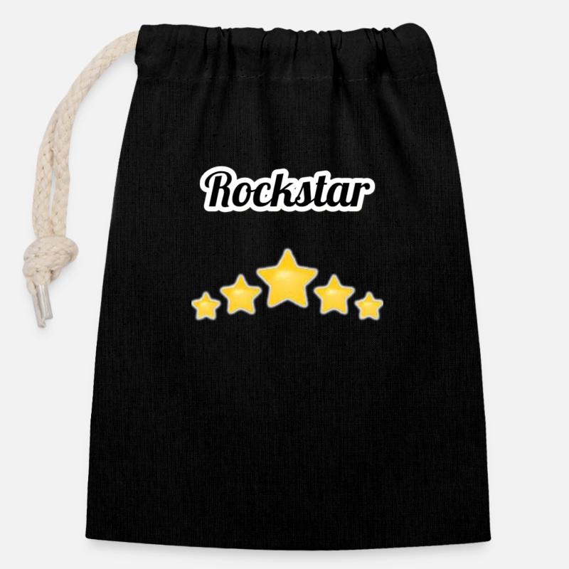 Rock Star - Sac cadeau en coton avec cordon (14 x 20 cm) - noir