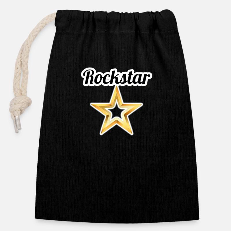 Rock Star - Verschließbarer Geschenkbeutel aus Baumwolle (14x20cm) - Schwarz