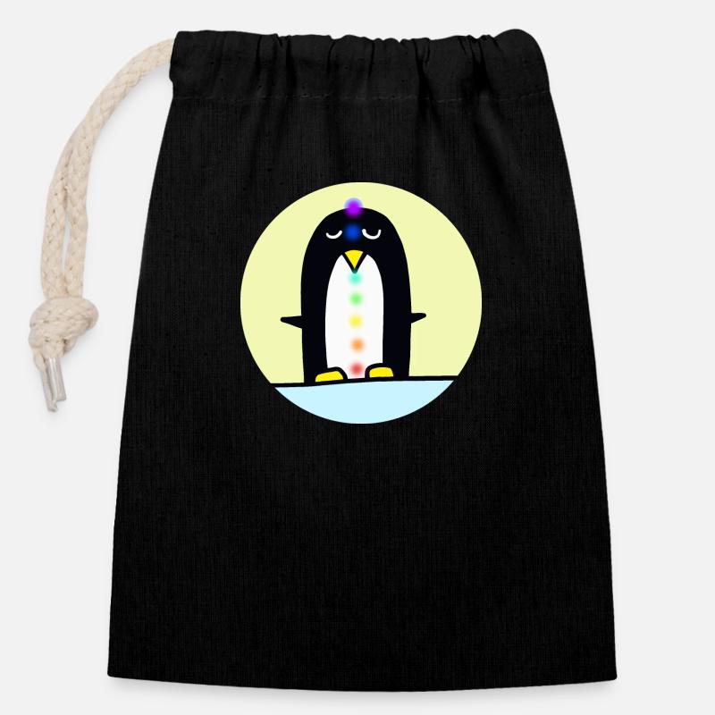 spiritual penguin - Closable cotton gift bag (14x20cm) - black