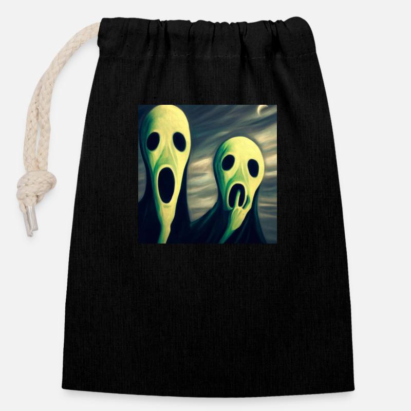 Extraterrestres hurlants - Sac cadeau en coton avec cordon (14 x 20 cm) - noir