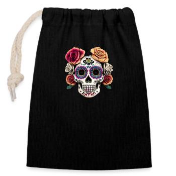 Dia de los Muertos - Verschließbarer Geschenkbeutel aus Baumwolle (14x20cm) - Schwarz - Vorne