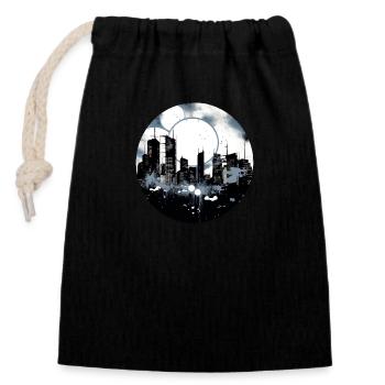 The city at night - Closable cotton gift bag (14x20cm) - black - Front