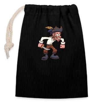 Cartoon Pirate - Closable cotton gift bag (14x20cm) - black - Front