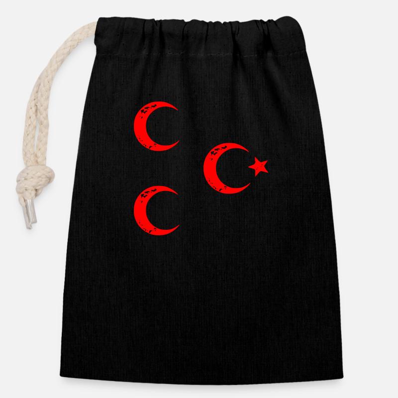 3 crescents 3hilal ay yildiz - Closable cotton gift bag (14x20cm) - black