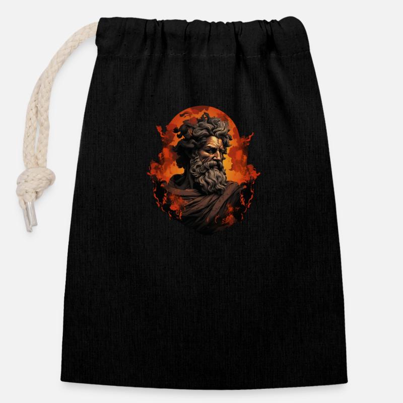 Philosophe de l’Antiquité - Sac cadeau en coton avec cordon (14 x 20 cm) - noir