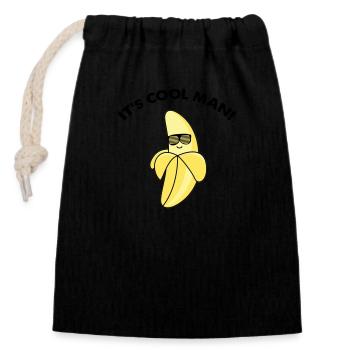 banane fraîche - Sac cadeau en coton avec cordon (14 x 20 cm) - noir - Devant