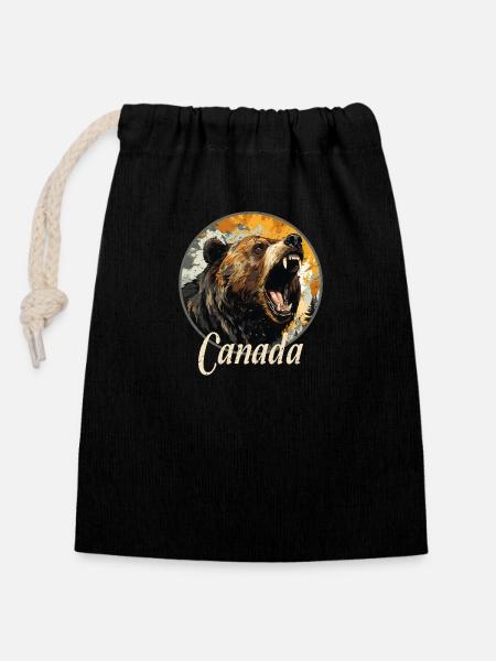 CANADA - Sac cadeau en coton avec cordon (14 x 20 cm) - noir