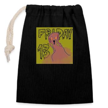 Scared ghost on Friday 13th - Closable cotton gift bag (14x20cm) - black - Front