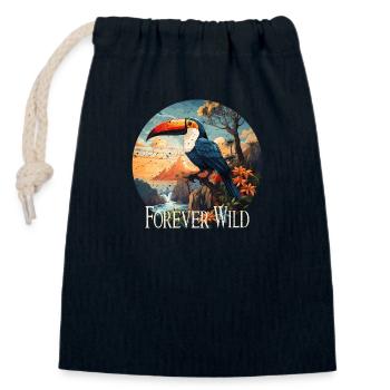 Forever Wild retro style - Verschließbarer Geschenkbeutel aus Baumwolle (14x20cm) - Navy - Vorne