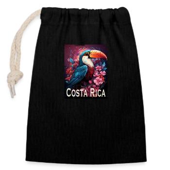Costa Rica retro style - Verschließbarer Geschenkbeutel aus Baumwolle (14x20cm) - Schwarz - Vorne