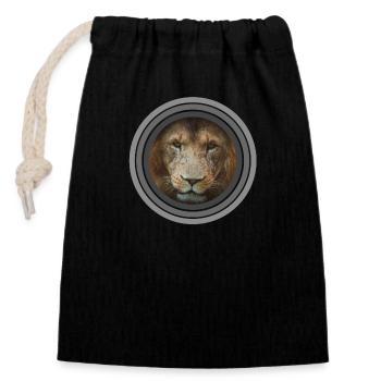 Cercles de couleur de lion noir blanc - Sac cadeau en coton avec cordon (14 x 20 cm) - noir - Devant