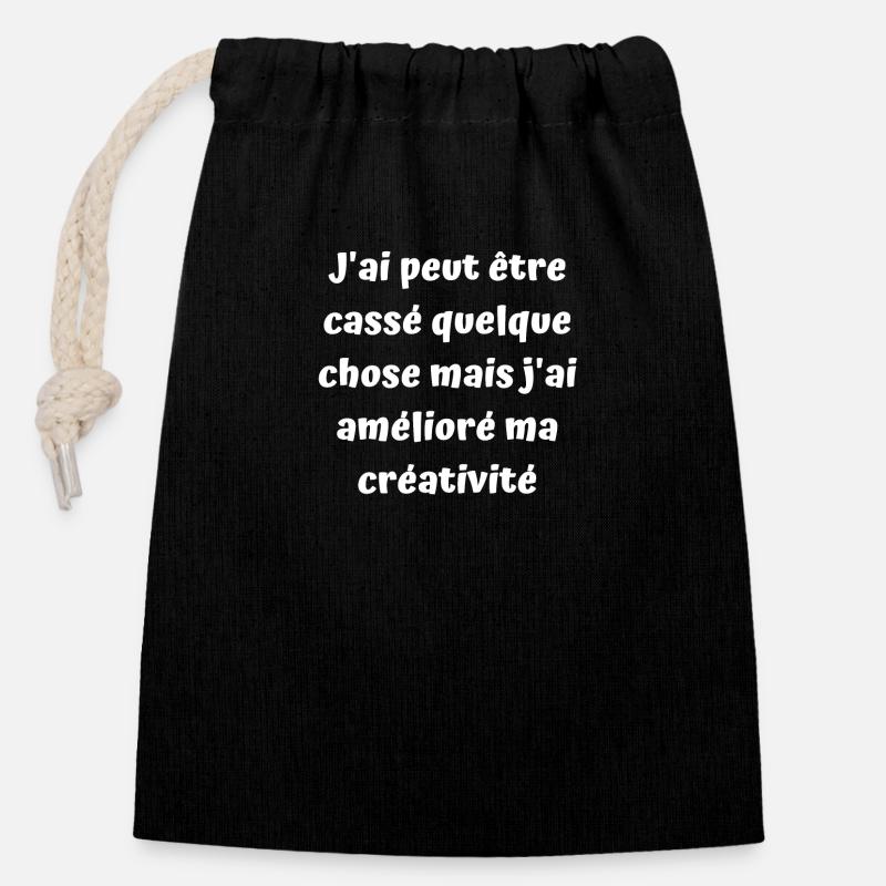 Bricoleur de génie ou maladroit - Sac cadeau en coton avec cordon (14 x 20 cm) - noir