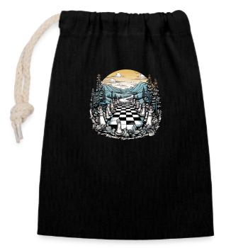 Chess Forest - Closable cotton gift bag (14x20cm) - black - Front
