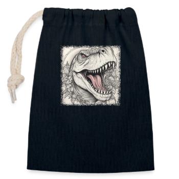 funny sayings brachiosaurus bday chrome dino - Closable cotton gift bag (14x20cm) - navy - Front