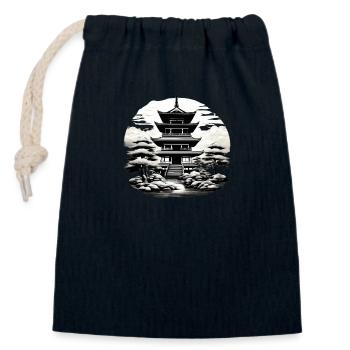 Japanischer Tempel - Verschließbarer Geschenkbeutel aus Baumwolle (14x20cm) - Navy - Vorne