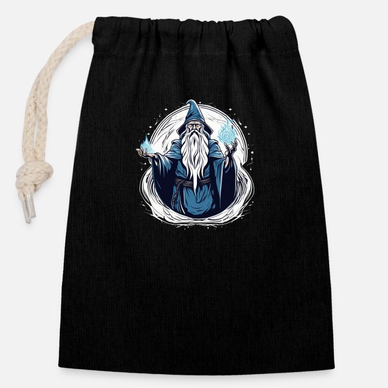 Le vieux sorcier - Sac cadeau en coton avec cordon (14 x 20 cm) - noir