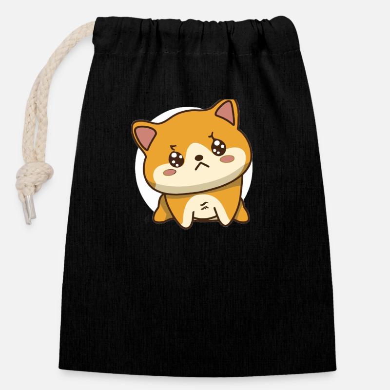 Dog - Closable cotton gift bag (14x20cm) - black