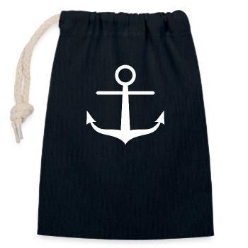 Anker - Verschließbarer Geschenkbeutel aus Baumwolle (14x20cm) - Navy - Vorne