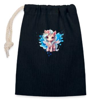 Fee Einhorn Herz Fairy - Verschließbarer Geschenkbeutel aus Baumwolle (14x20cm) - Navy - Vorne
