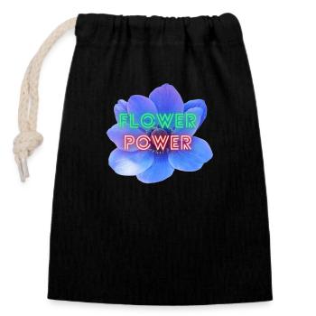 Pouvoir des fleurs - Sac cadeau en coton avec cordon (14 x 20 cm) - noir - Devant