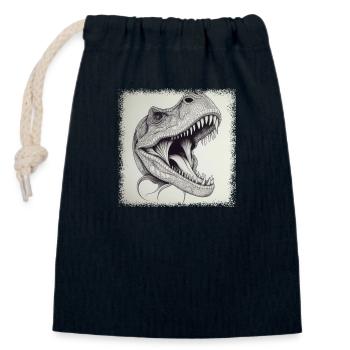 Christmas Green Sayings T-Rex Old - Closable cotton gift bag (14x20cm) - navy - Front