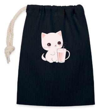 Katze - Verschließbarer Geschenkbeutel aus Baumwolle (14x20cm) - Navy - Vorne