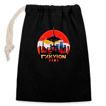 Tokyo - Closable cotton gift bag (14x20cm) - black - Front
