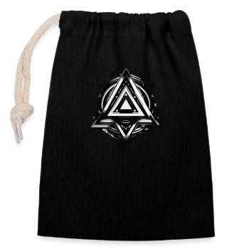 Triangles - Closable cotton gift bag (14x20cm) - black - Front