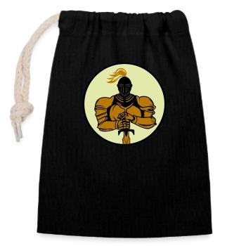 Knight - Closable cotton gift bag (14x20cm) - black - Front