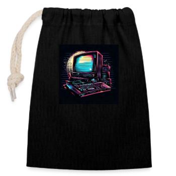 Retro gaming - Closable cotton gift bag (14x20cm) - black - Front