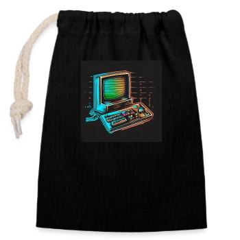 Retro gaming pc - Closable cotton gift bag (14x20cm) - black - Front