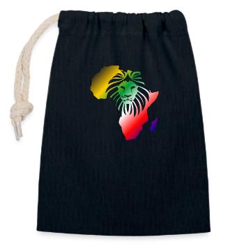 Afrique Lion symbole continent africain force - Sac cadeau en coton avec cordon (14 x 20 cm) - bleu marine - Devant
