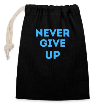 never give up 1 - Sac cadeau en coton avec cordon (14 x 20 cm) - noir - Devant