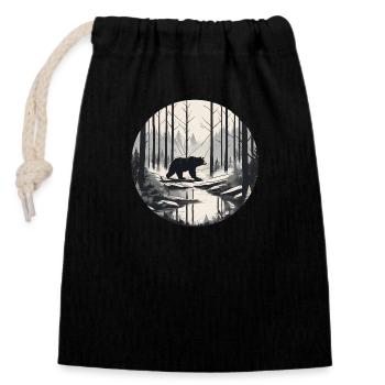 Bear Stalking through the Woods - Closable cotton gift bag (14x20cm) - black - Front