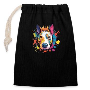 Bullterrier - Verschließbarer Geschenkbeutel aus Baumwolle (14x20cm) - Schwarz - Vorne