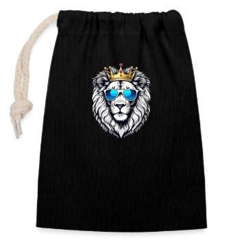 Le Roi - Sac cadeau en coton avec cordon (14 x 20 cm) - noir - Devant