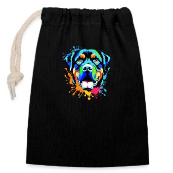 Rottweiler - Verschließbarer Geschenkbeutel aus Baumwolle (14x20cm) - Schwarz - Vorne
