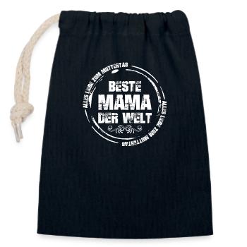 Mutter Spruch Geschenk Mama Muttertag - Verschließbarer Geschenkbeutel aus Baumwolle (14x20cm) - Navy - Vorne