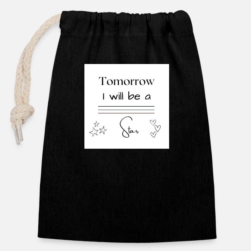 Star Tomorrow - Verschließbarer Geschenkbeutel aus Baumwolle (14x20cm) - Schwarz