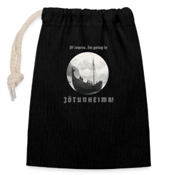 Wikingerschiff fährt nach Jötunheim mit Aufschrift - Verschließbarer Geschenkbeutel aus Baumwolle (14x20cm) - Schwarz - Vorne