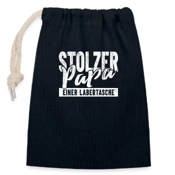 Stolzer Papa einer Labertasche - Verschließbarer Geschenkbeutel aus Baumwolle (14x20cm) - Navy - Vorne