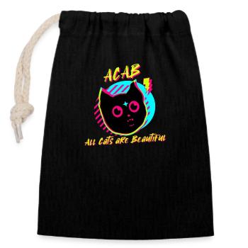 All Cats are Beautiful - Closable cotton gift bag (14x20cm) - black - Front