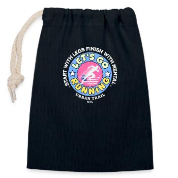 Let's go running - Sac cadeau en coton avec cordon (14 x 20 cm) - bleu marine - Devant