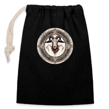 Ram - Closable cotton gift bag (14x20cm) - black - Front